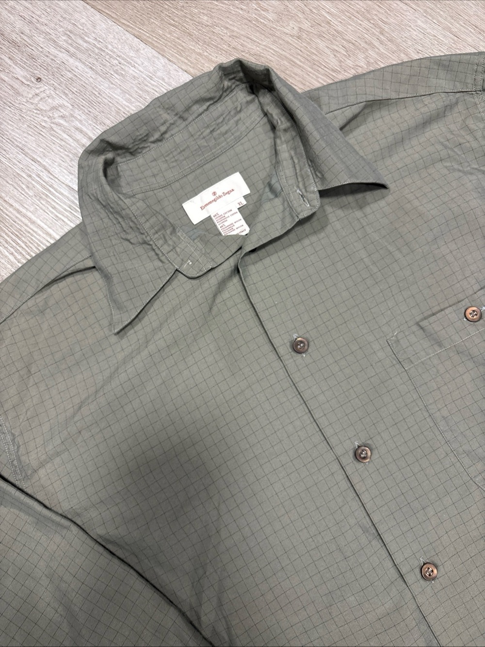 Ermenegildo Zegna Dress Shirt Men XL Gingham Casual Office Business Career